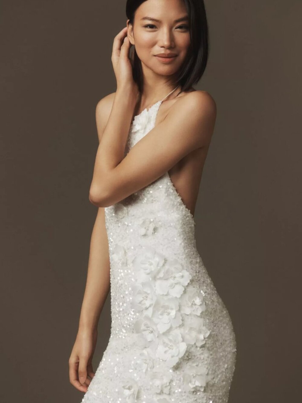 Brice Halter Sequin Column Maxi Dress - Picture 2 of 10